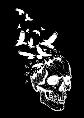 Skull with Birds Flying Out