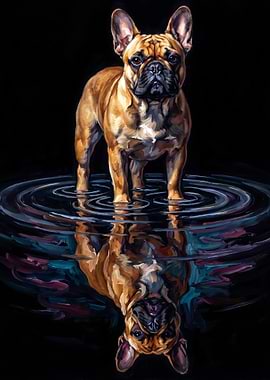 French Bulldog Reflection in Water