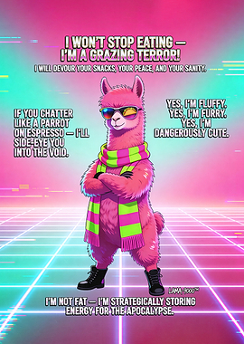 Pink Llama Retro Cyberpunk