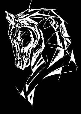 Abstract White Horse Head Silhouette