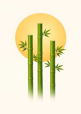 Bamboo stalks against a warm golden sun