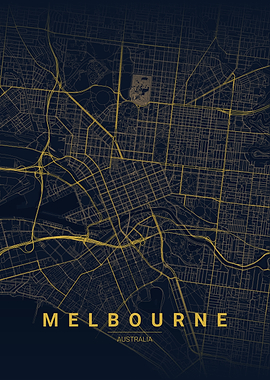Melbourne Australia Map Art