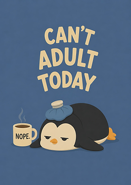 Can't Adult Today — Funny Lazy Penguin Poster