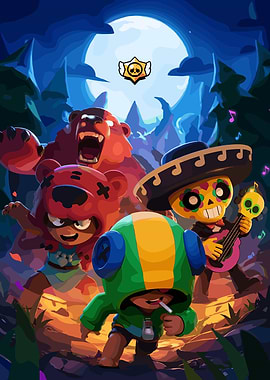 Brawl Stars Characters in a Forest