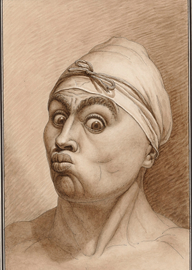 Man with exaggerated facial expression