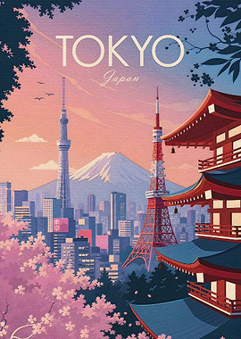 Tokyo Cityscape with Mount Fuji