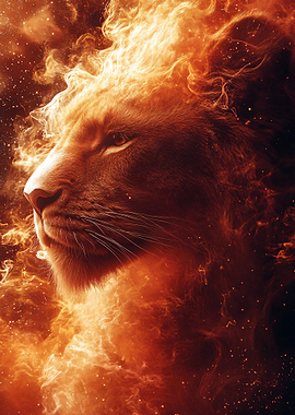 Lion made of fire