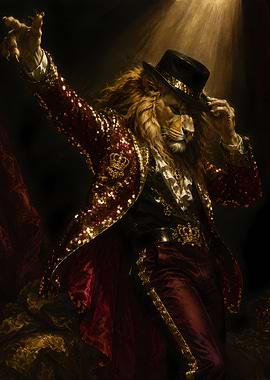 Lion in a sequined suit