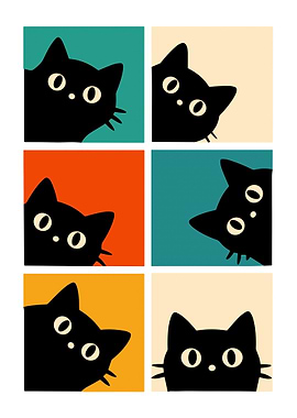 Cute Black Cats Peeking