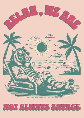 Tiger relaxing on beach