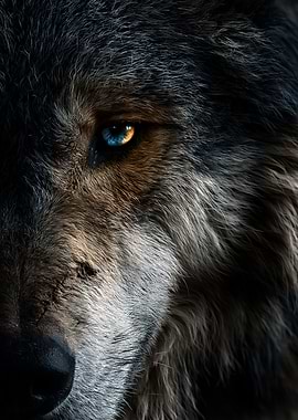 Close-up of a wolf's eye