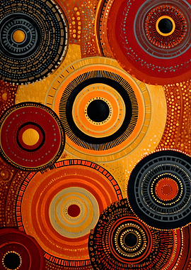 Aboriginal Inspired Abstract Circles in Warm Tones