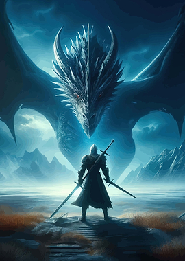 Knight facing a dragon