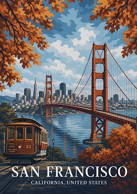 San Francisco Golden Gate Bridge Cable Car