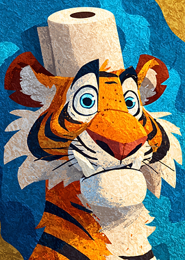 Cartoon Tiger with Toilet Paper