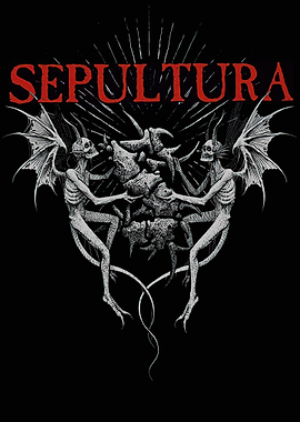 Sepultura Band Logo with Demonic Figures