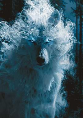 Ghostly Wolf in Forest
