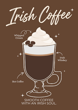 Irish Coffee Poster – Modern Coffee Drink Wall Art