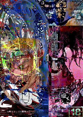Abstract Collage with Figure and Text