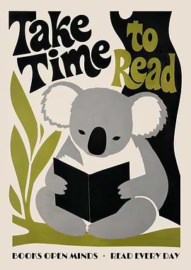 Koala Reading a Book