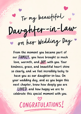 To My Daughter-in-Law on her Wedding Day