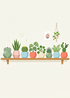 Potted Plants on a Shelf