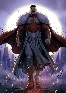 Omni-Man Standing in City Ruins