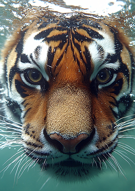 Tiger underwater close-up
