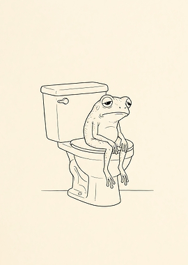 Frog Sitting on Toilet Vintage bathroom Desgin