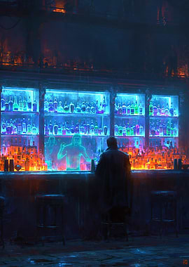 Cyberpunk Bar Scene