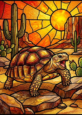 Desert Tortoise in Stained Glass