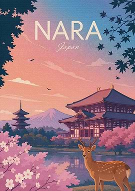 Nara Japan Travel Poster