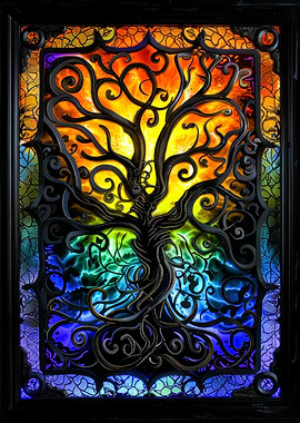 Tree of Life Stained Glass Art