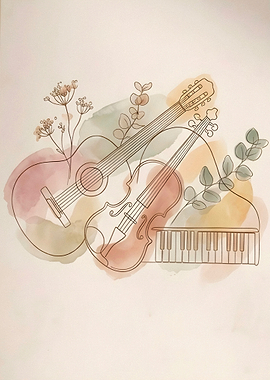 Musical Instruments with Floral Accents