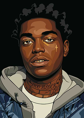 Portrait of a Kodak Black Vector Art