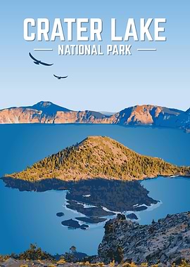 Crater Lake National Park Vintage Poster
