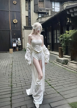 White Avant-Garde Fashion Outfit