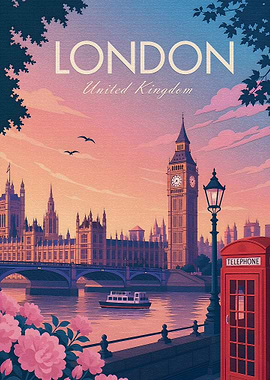 Vintage London Travel Poster