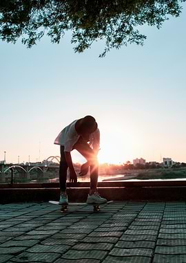 Skateboarder at Sunset