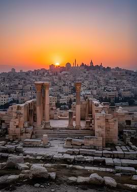 Ancient Ruins at Sunset