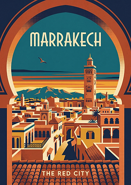 Marrakech The Red City Vintage Poster