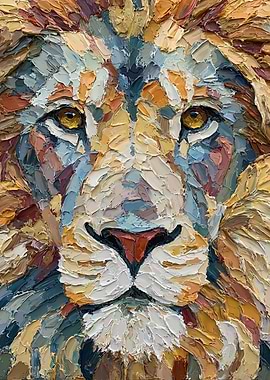 Textured Lion Portrait Painting
