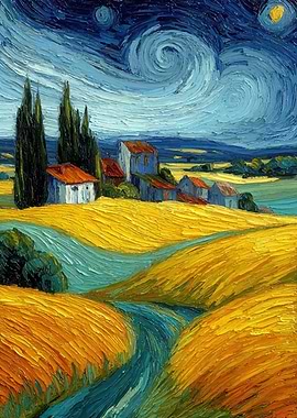 Van Gogh Style Tuscan Landscape