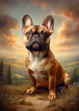 French Bulldog in a Landscape