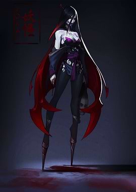 Gothic Vampire Woman with Severed Head