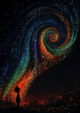 Child Gazing at a Cosmic Swirl