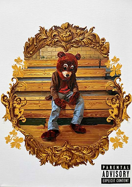 Bear mascot on bleachers album cover