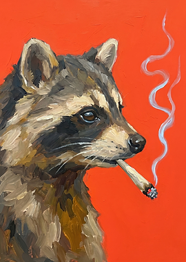 Raccoon With Smoldering Joint