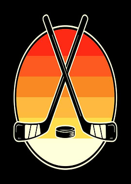 Retro Hockey Sunset Graphic