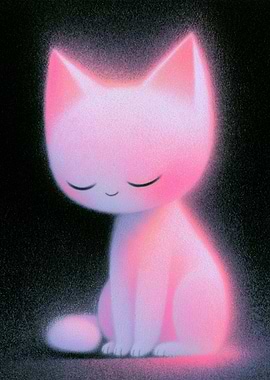 Glowing Pink Cat Illustration